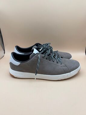 Cole Haan Men's Size 10.5 Gray Leather Low-Top Sneakers with White Heel